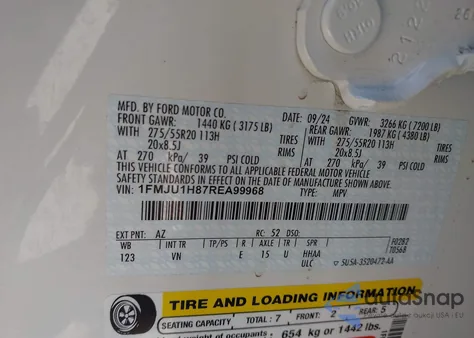 2024 Ford Expedition Xlt из США, поврежденный, VIN 1FMJU1H87REA99968